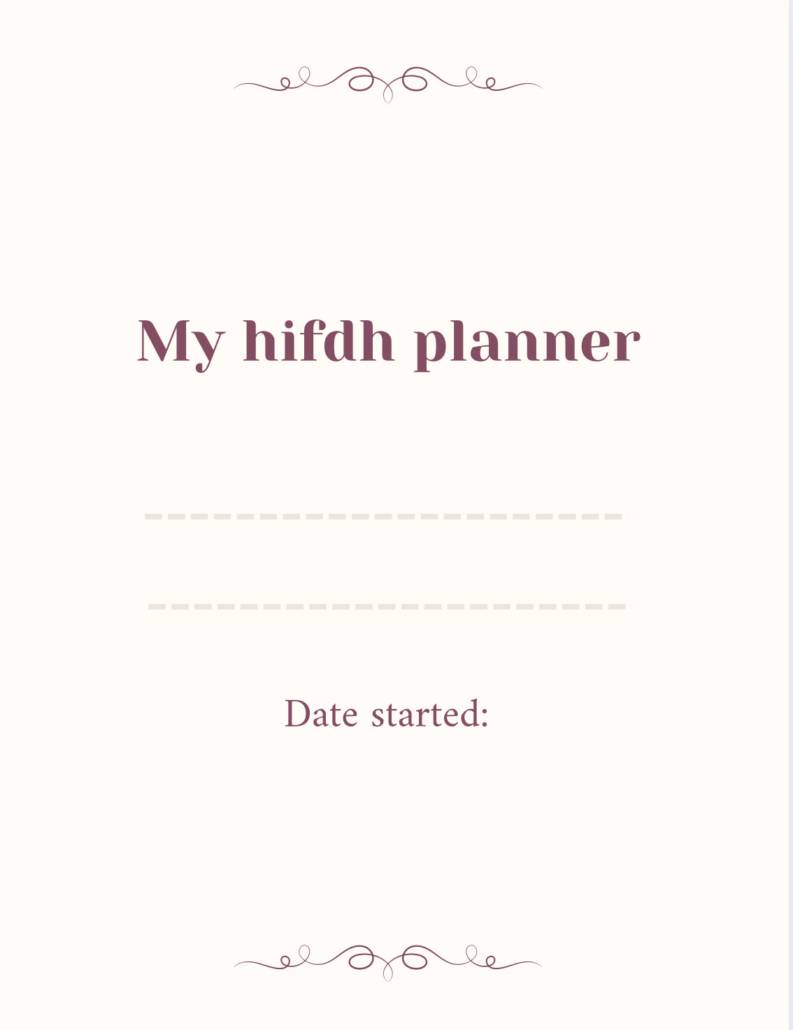 MY HIFDH PLANNER